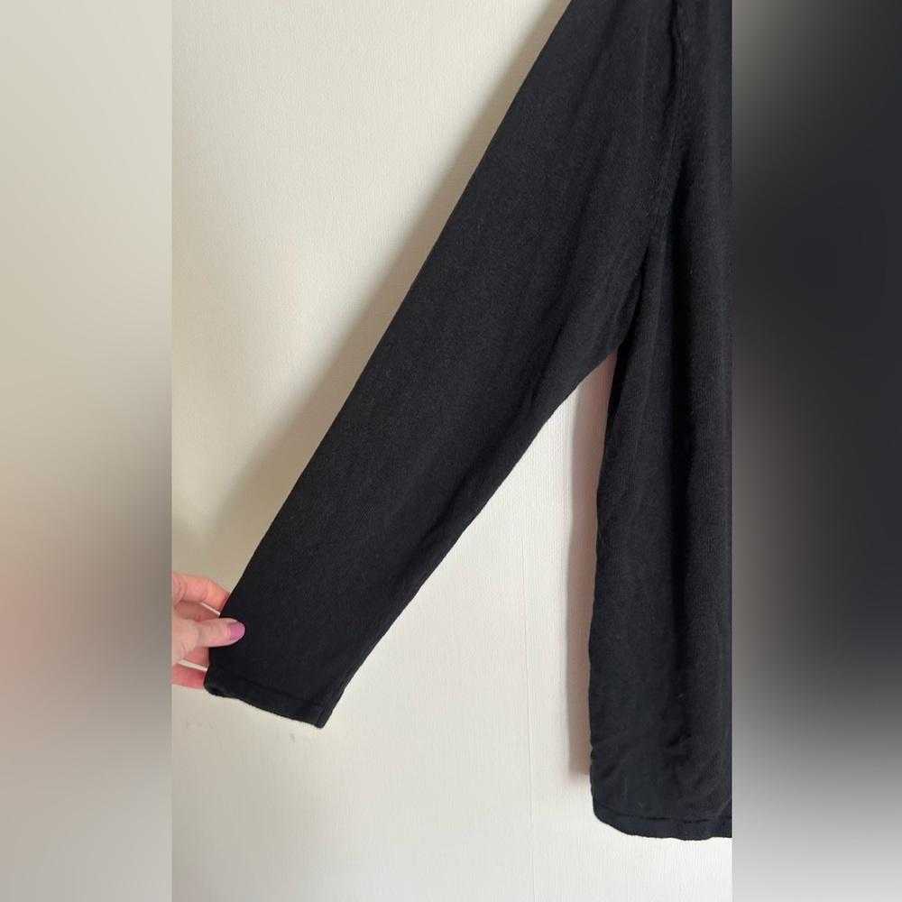 J. Jill Linen Rayon Knit Washed Black 3 Button Cardigan Relaxed Minimalist Sz XL - Picture 5 of 16